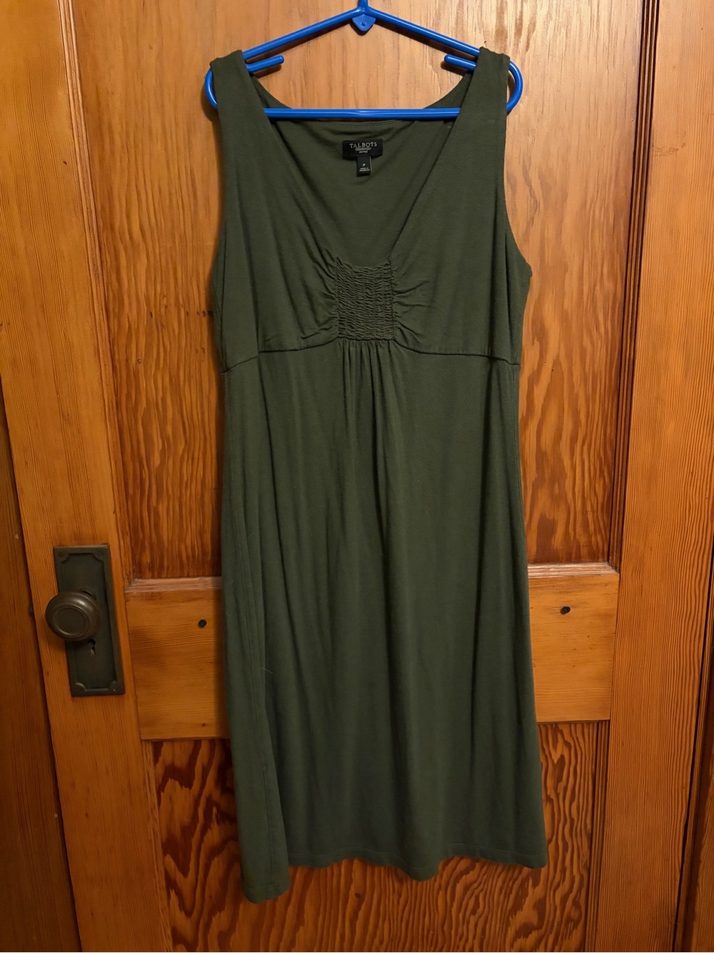 Talbots Olive Green Sleeveless Midi Dress